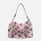 Fluffy Leopard Shoulder Purse