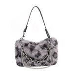Fluffy Leopard Shoulder Purse